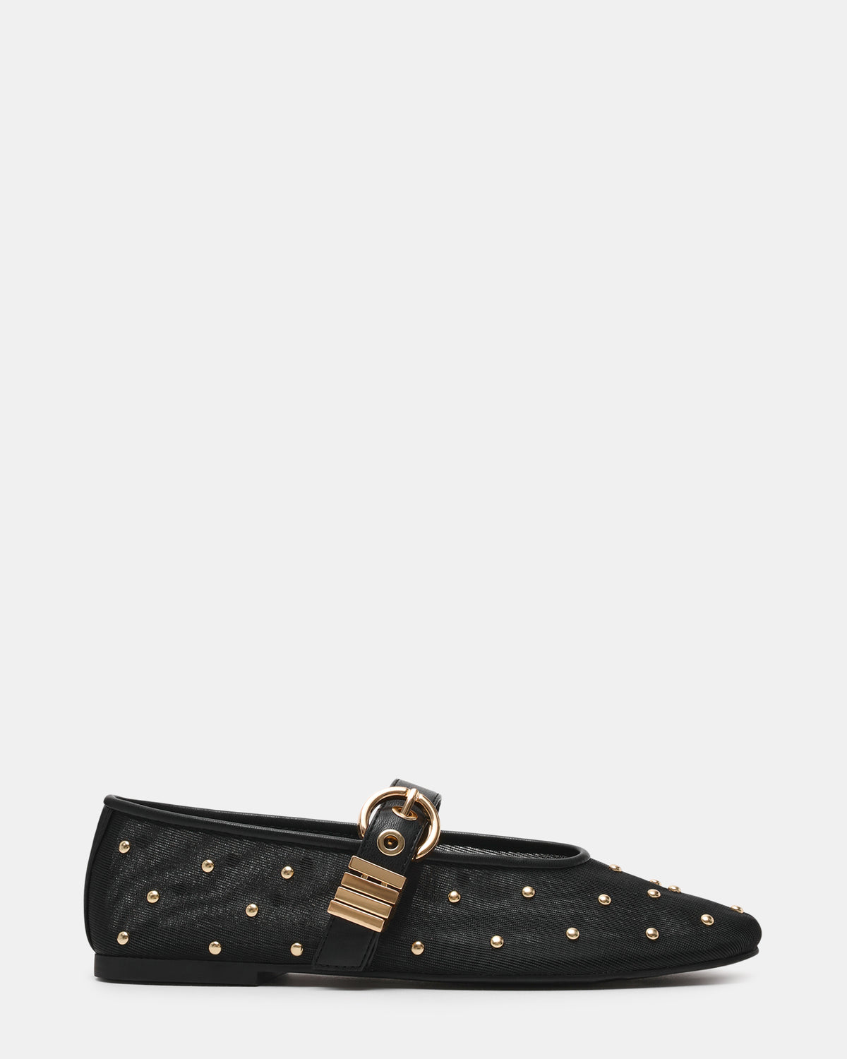 Steve Madden LUCIA Stud Black Multi Mesh Mary Jane Ballet Women's Flat