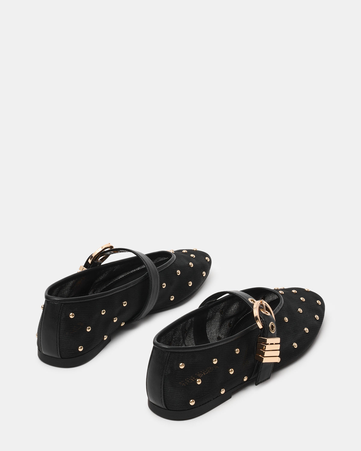 Steve Madden LUCIA Stud Black Multi Mesh Mary Jane Ballet Women's Flat