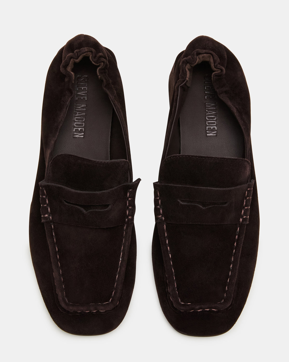 Steve Madden ESTEE Brown Suede Square-Toe Heeled Women's Loafer