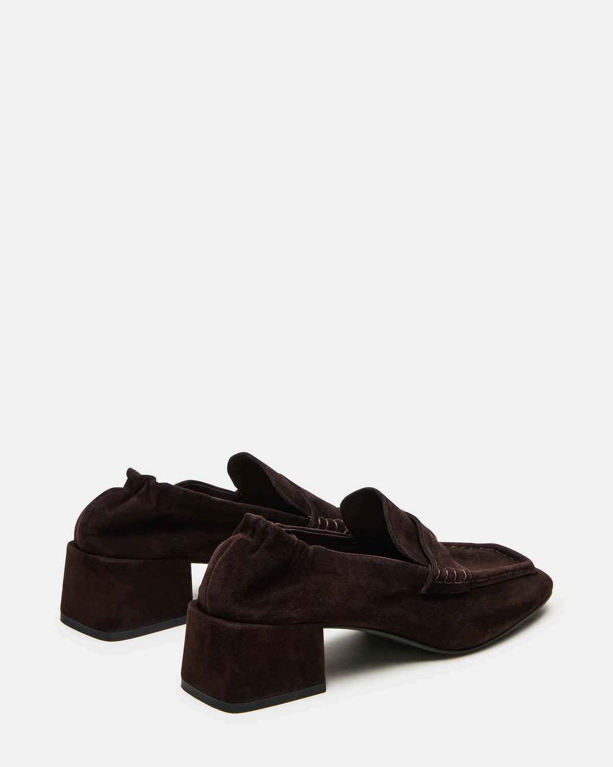 Steve Madden ESTEE Brown Suede Square-Toe Heeled Women's Loafer