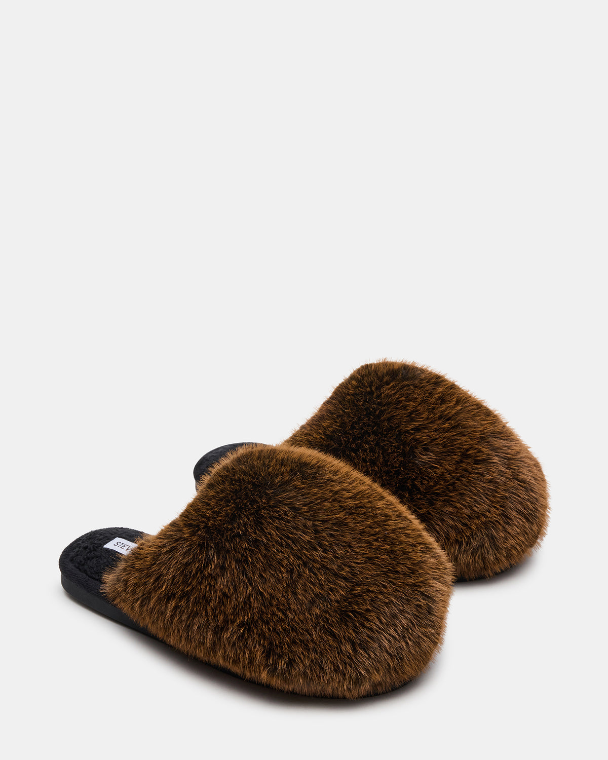 Steve Madden POOF Brown Slip-On Faux Fur Mule Women's Flat