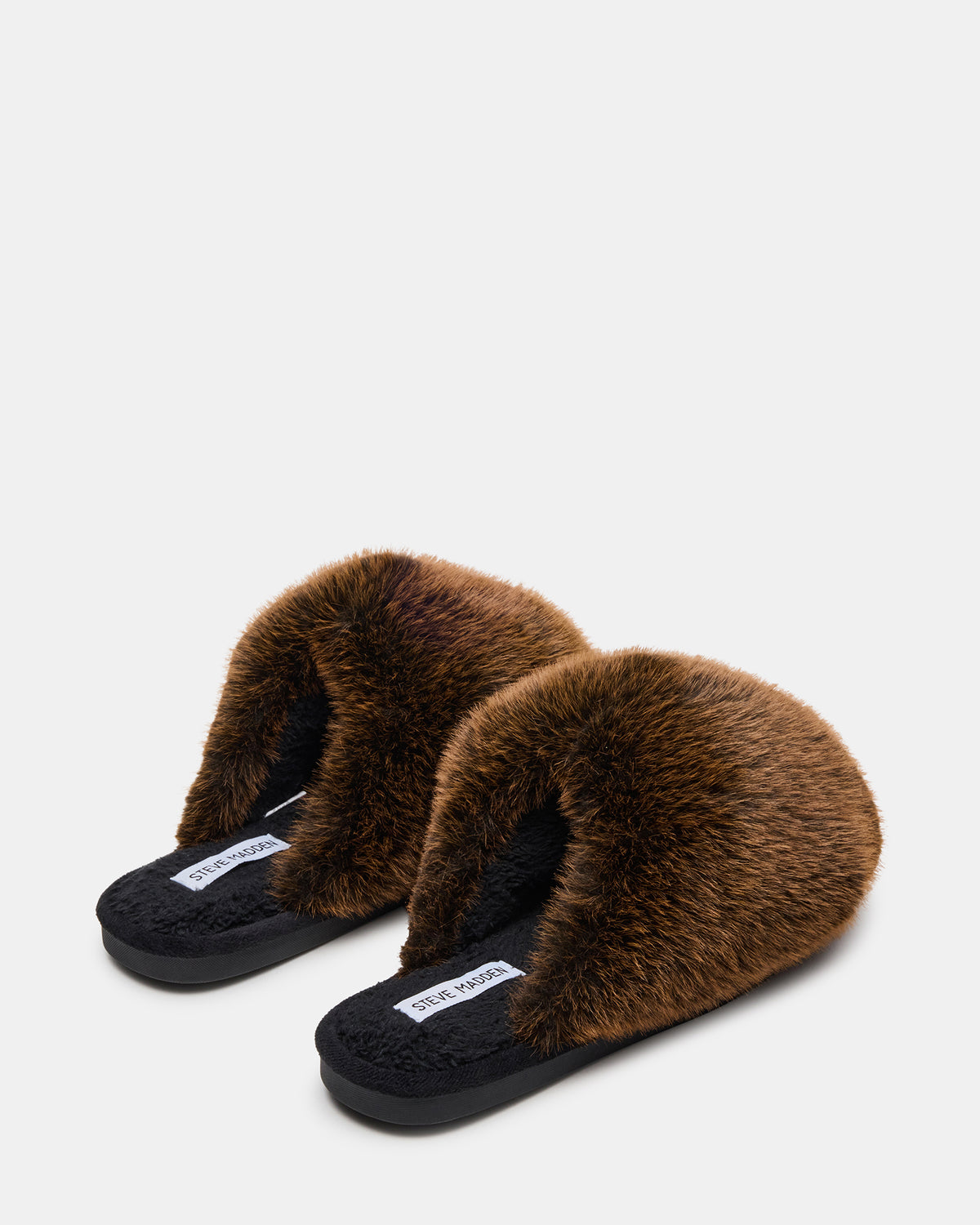 Steve Madden POOF Brown Slip-On Faux Fur Mule Women's Flat