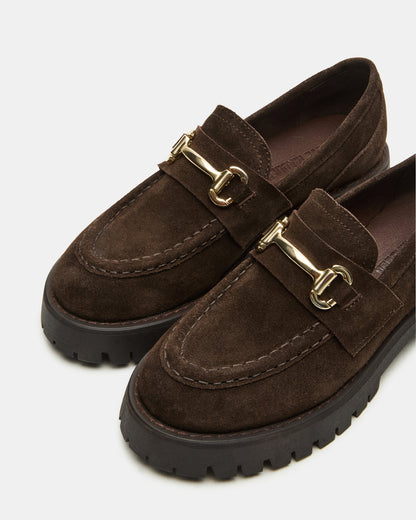 Steve Madden LANDO Brown Suede Lug Women's Loafer