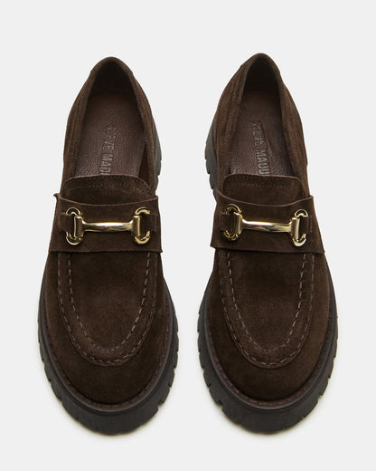 Steve Madden LANDO Brown Suede Lug Women's Loafer
