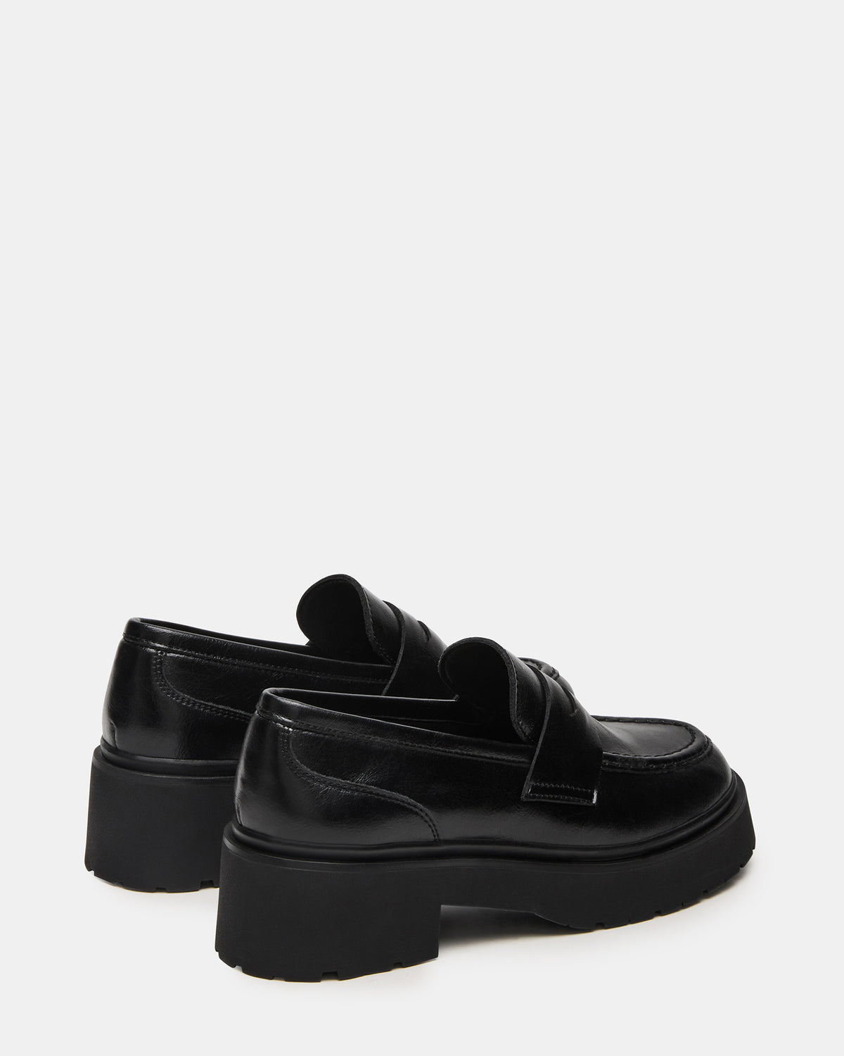 Steve Madden LAYKEN Black Leather Platform Lug Women's Loafer
