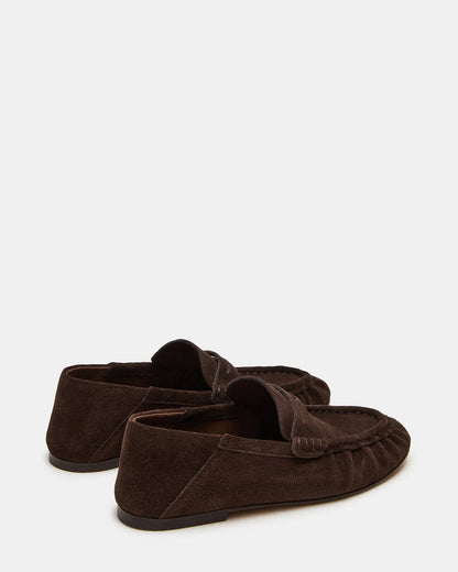 Steve Madden ROGER Chocolate Brown Suede Slip-On Women's Loafer