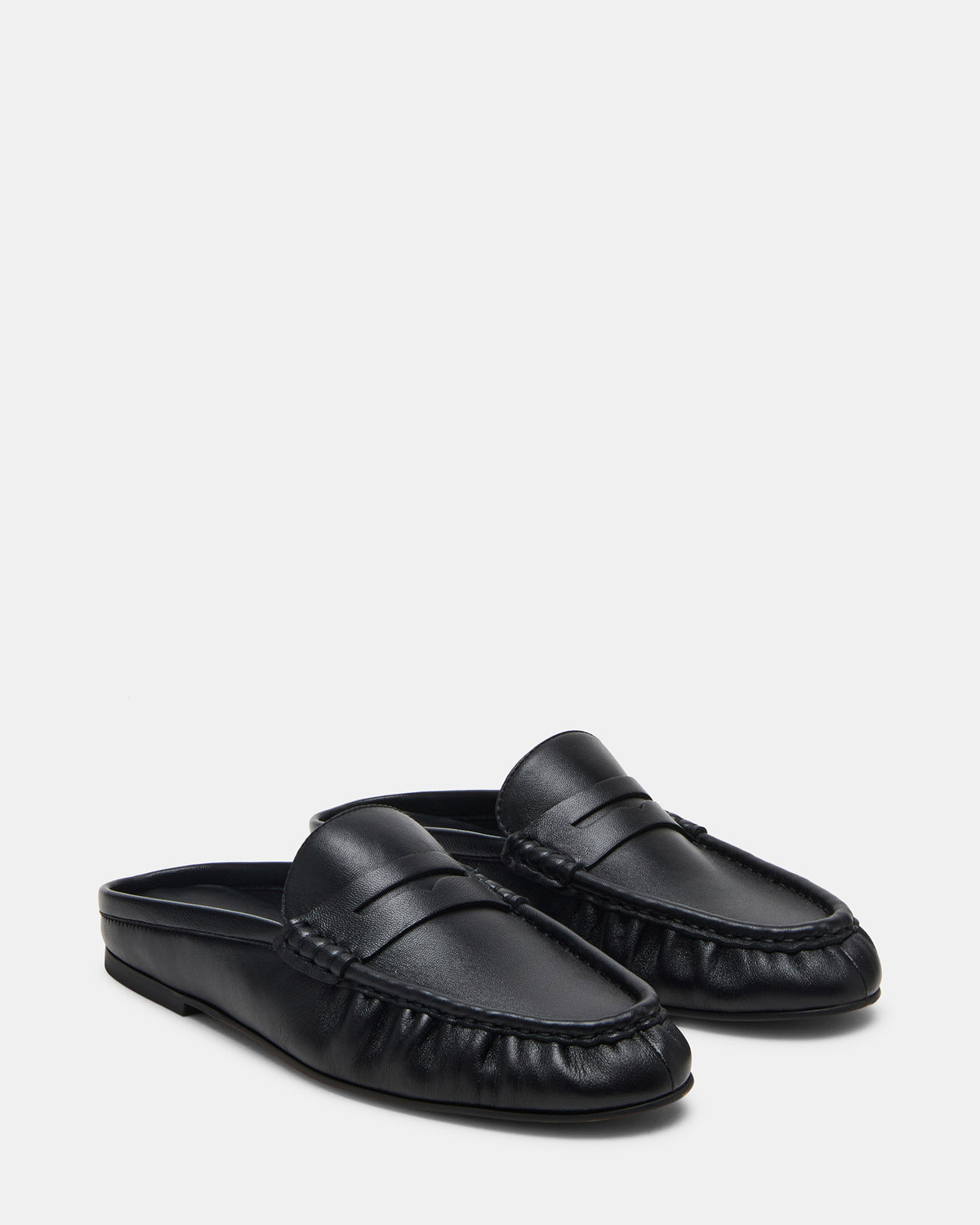 Steve Madden RAFE Black Leather Slip-On Mule Women's Flat