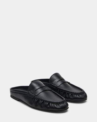 Steve Madden RAFE Black Leather Slip-On Mule Women's Flat