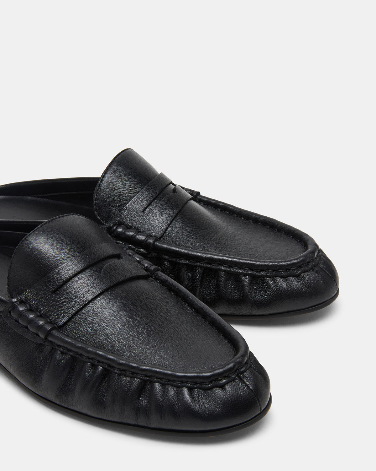 Steve Madden RAFE Black Leather Slip-On Mule Women's Flat