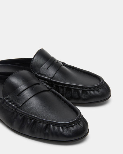 Steve Madden RAFE Black Leather Slip-On Mule Women's Flat