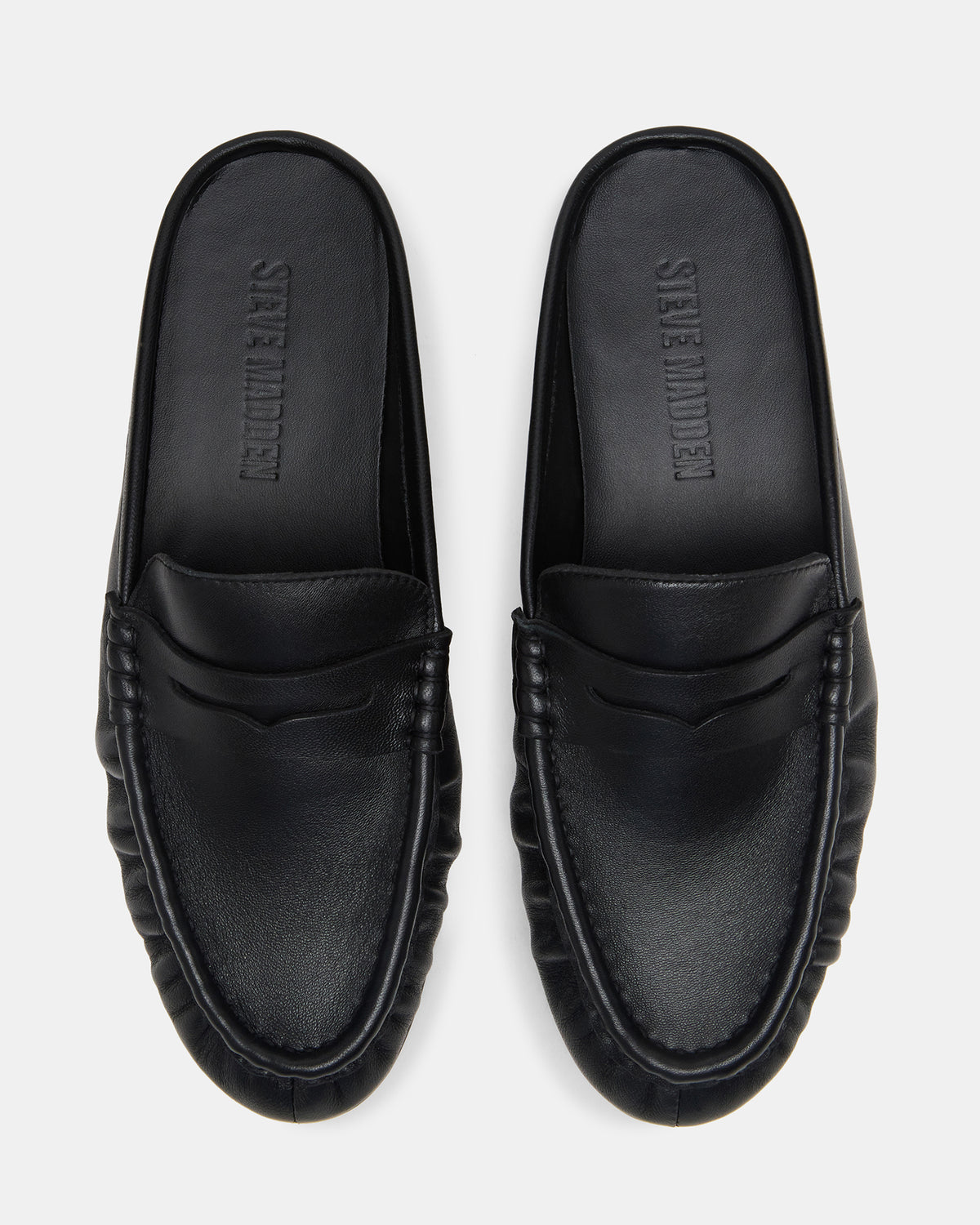 Steve Madden RAFE Black Leather Slip-On Mule Women's Flat