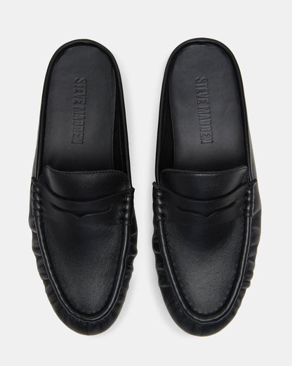 Steve Madden RAFE Black Leather Slip-On Mule Women's Flat