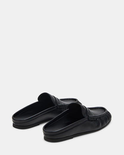 Steve Madden RAFE Black Leather Slip-On Mule Women's Flat
