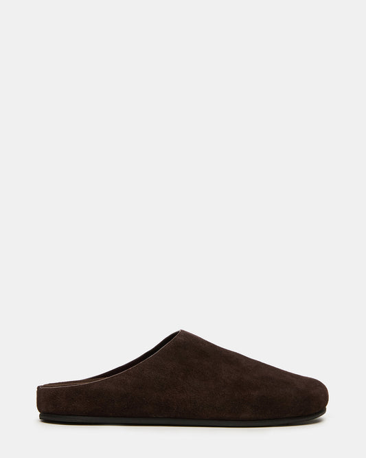 Steve Madden FERN Brown Suede Mule Slip-On Round-Toe Women's Flat