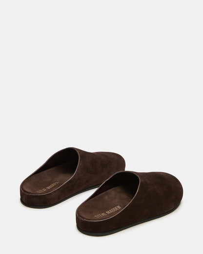 Steve Madden FERN Brown Suede Mule Slip-On Round-Toe Women's Flat