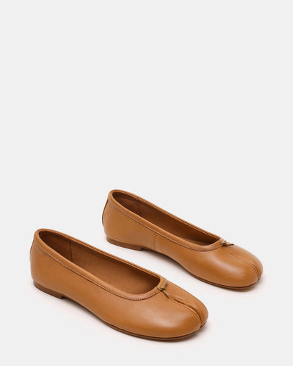 Steve Madden CALICO Tan Leather Split Toe Tabi Women's Ballet Flat