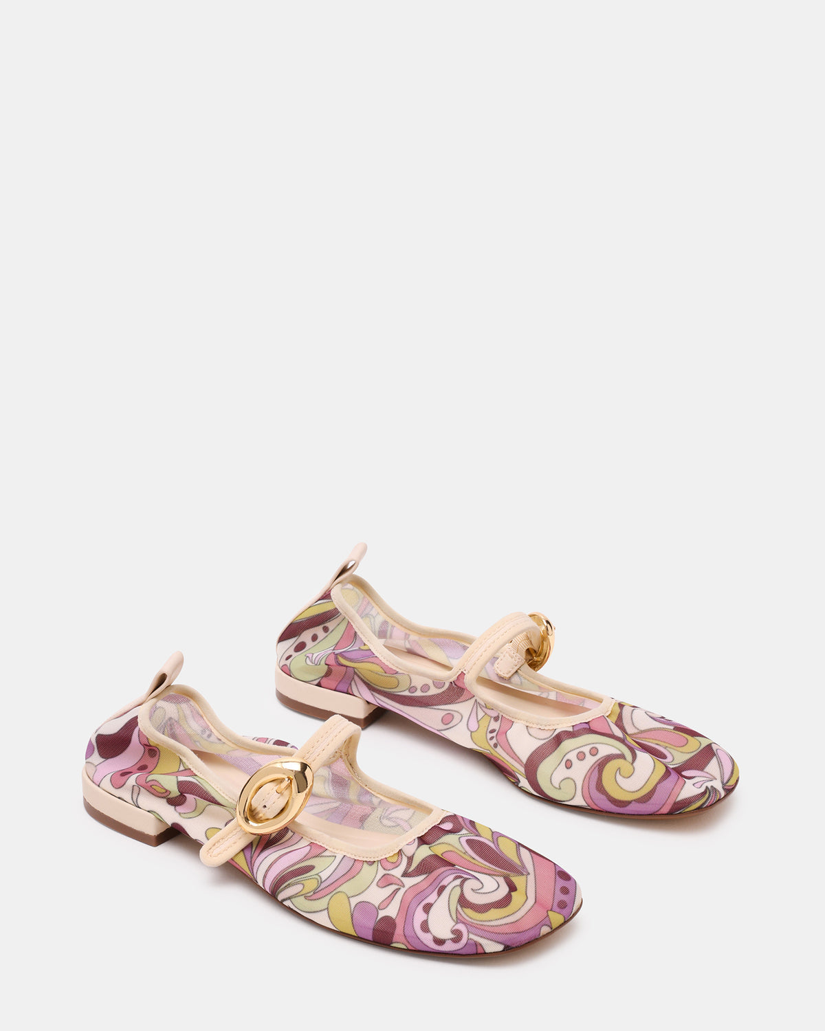 Steve Madden DAFFIA Purple Multi Mary Jane Gold-Detail Buckle Ballet Women's Flat
