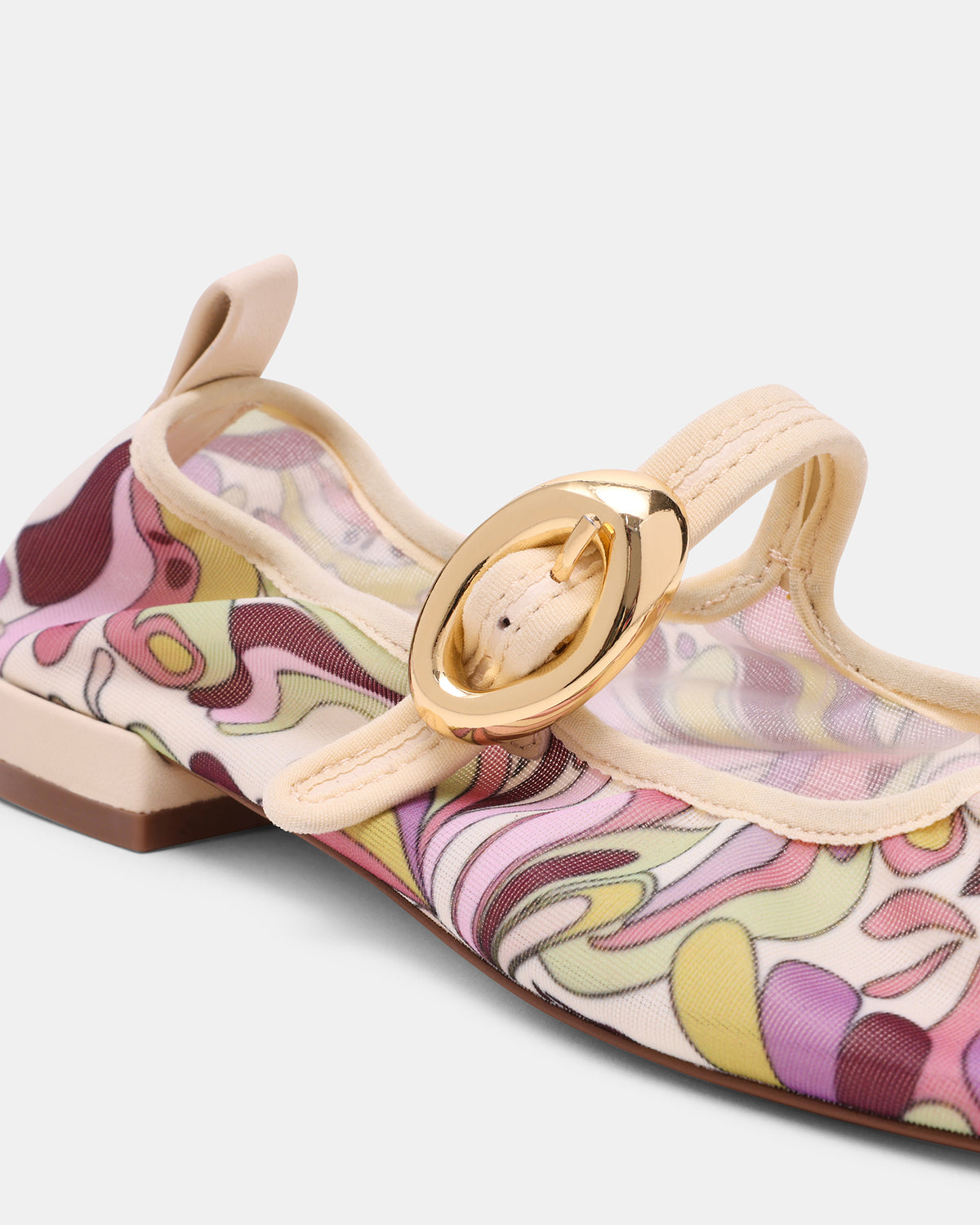 Steve Madden DAFFIA Purple Multi Mary Jane Gold-Detail Buckle Ballet Women's Flat
