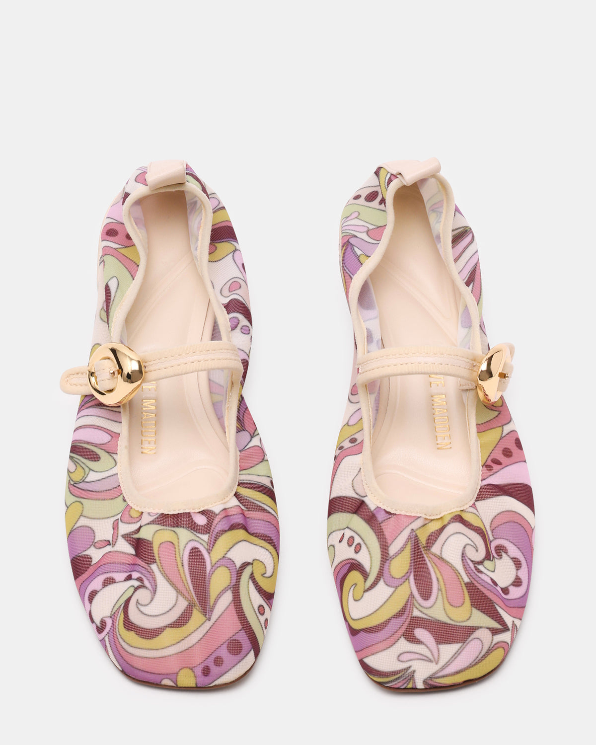 Steve Madden DAFFIA Purple Multi Mary Jane Gold-Detail Buckle Ballet Women's Flat