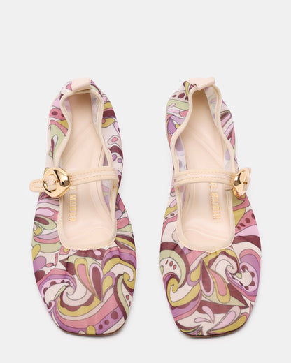 Steve Madden DAFFIA Purple Multi Mary Jane Gold-Detail Buckle Ballet Women's Flat