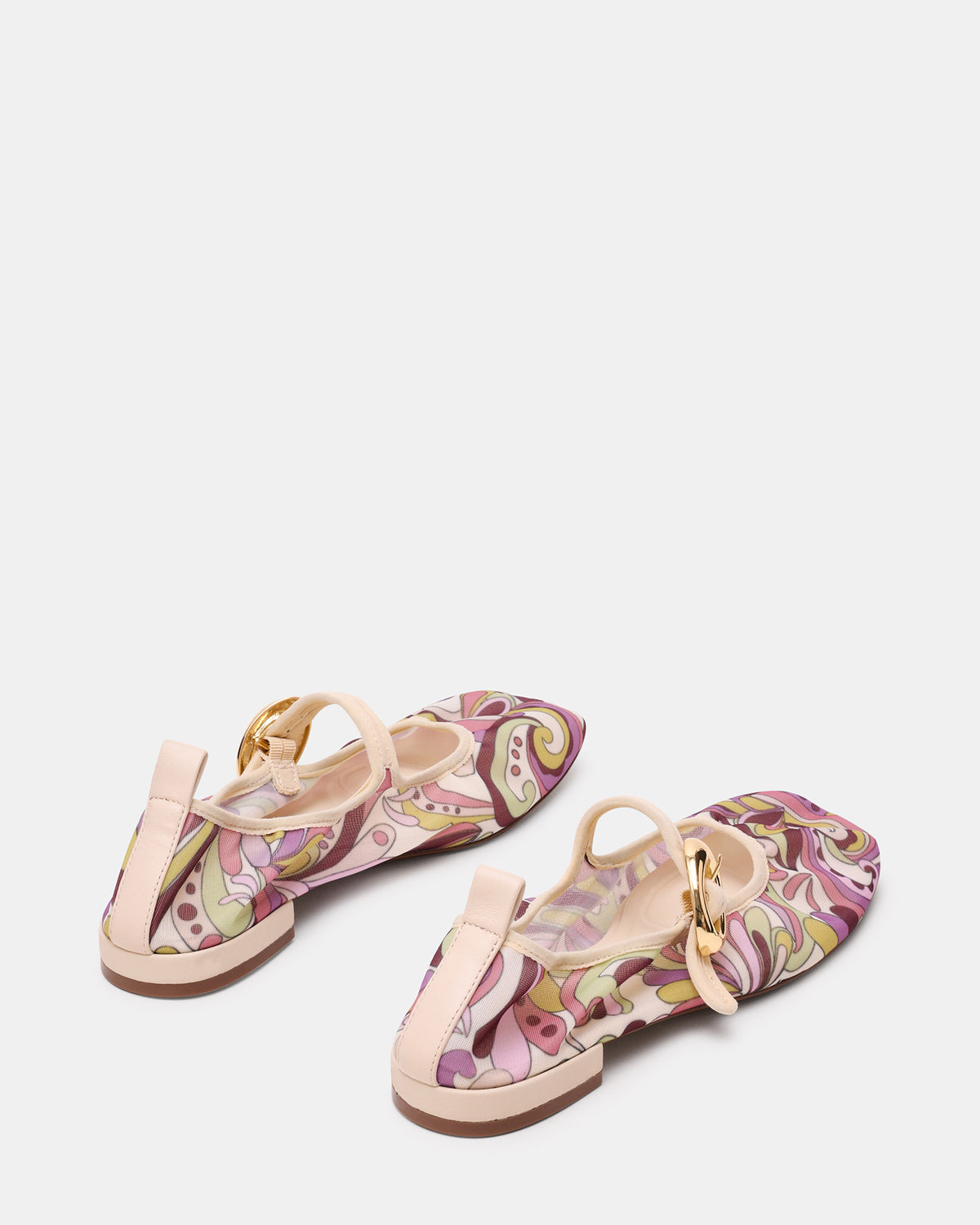 Steve Madden DAFFIA Purple Multi Mary Jane Gold-Detail Buckle Ballet Women's Flat