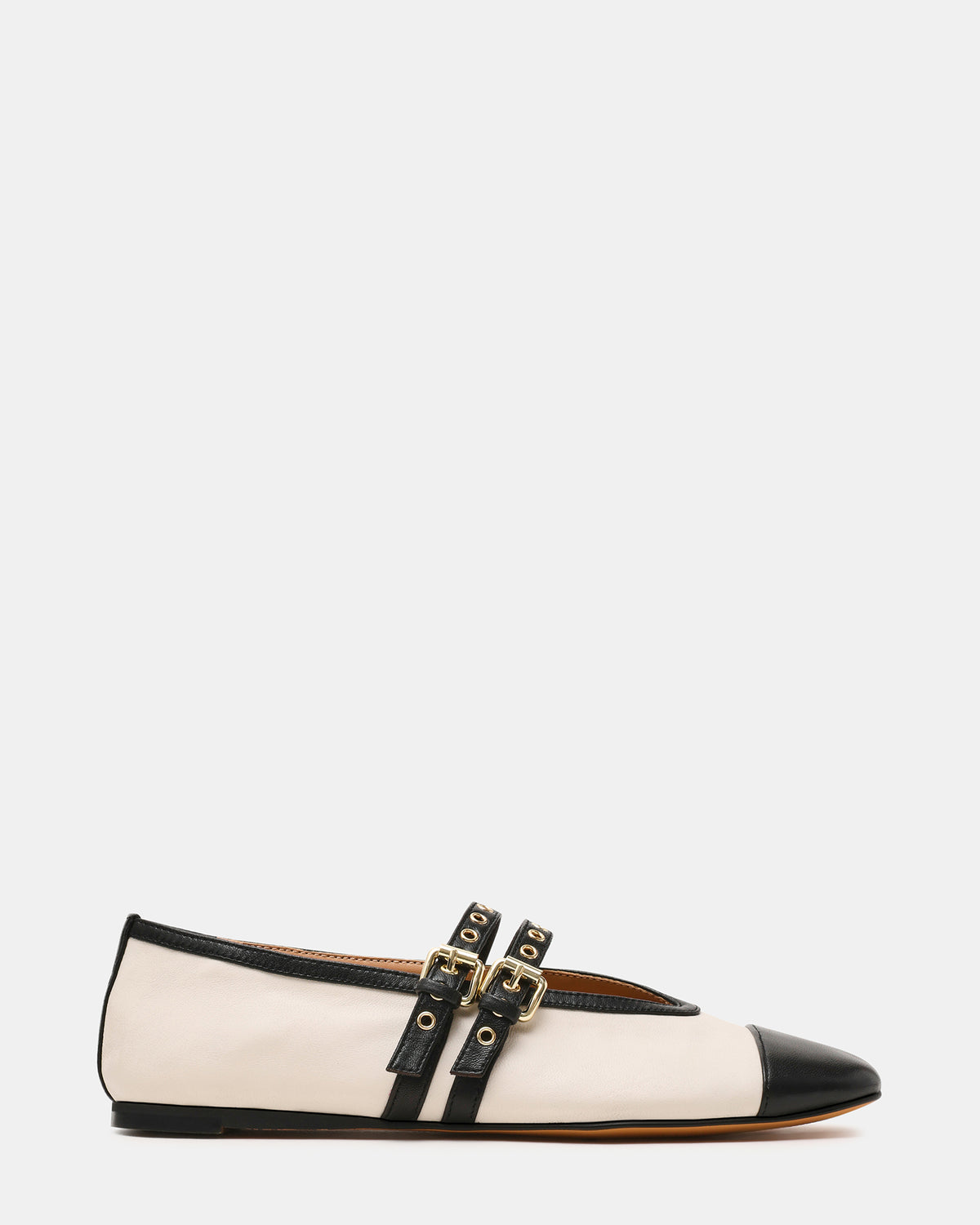 Steve Madden LYDIA Cap Bone Black Mary Jane Ballet Women's Flat