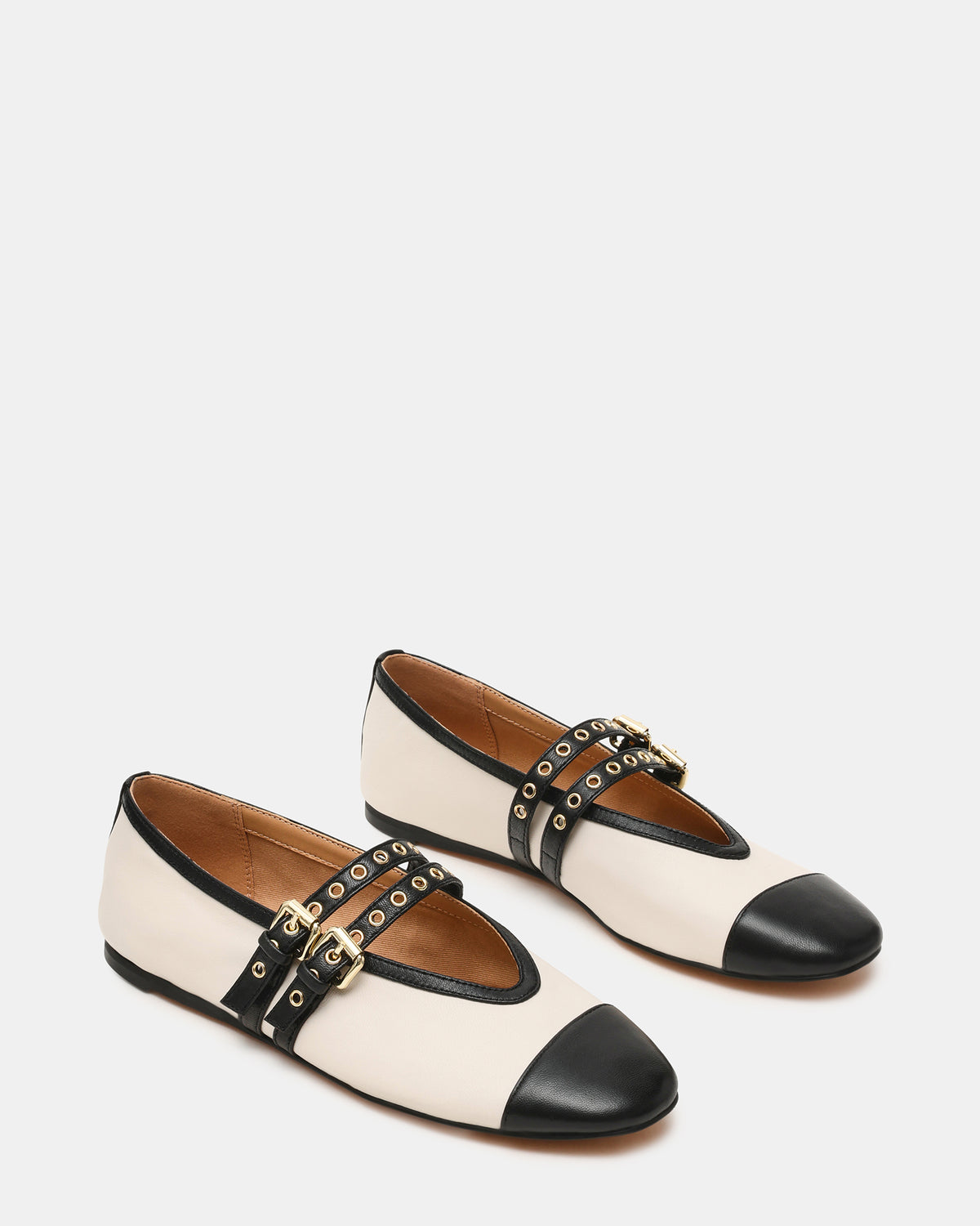 Steve Madden LYDIA Cap Bone Black Mary Jane Ballet Women's Flat