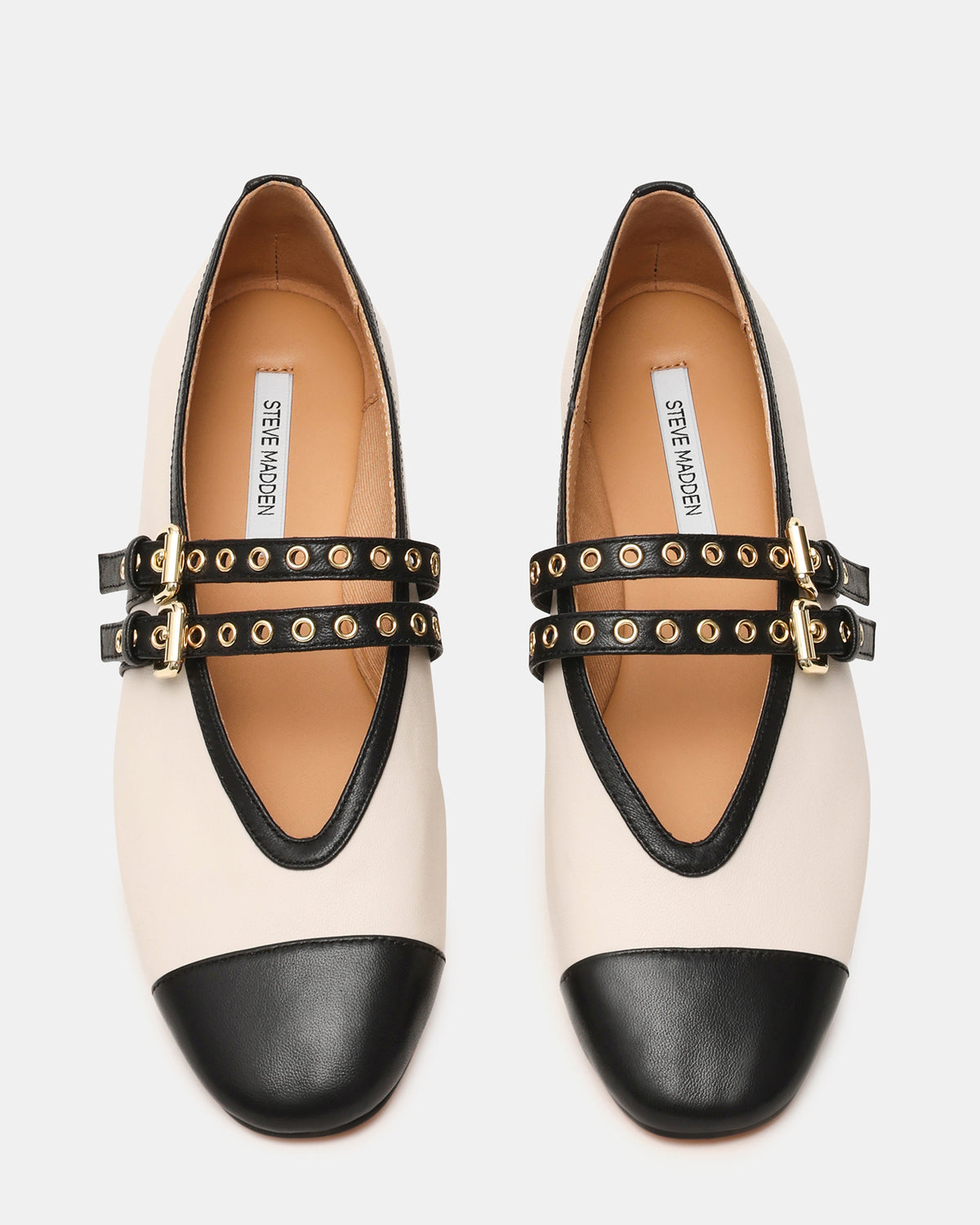 Steve Madden LYDIA Cap Bone Black Mary Jane Ballet Women's Flat