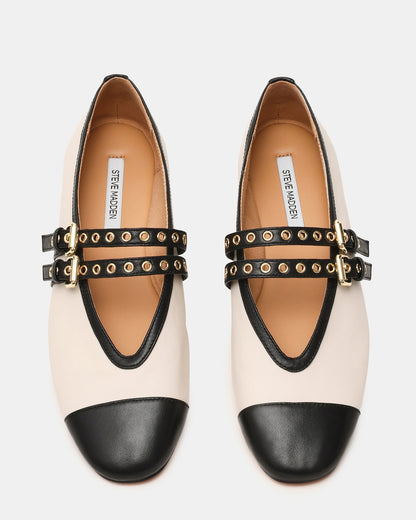 Steve Madden LYDIA Cap Bone Black Mary Jane Ballet Women's Flat