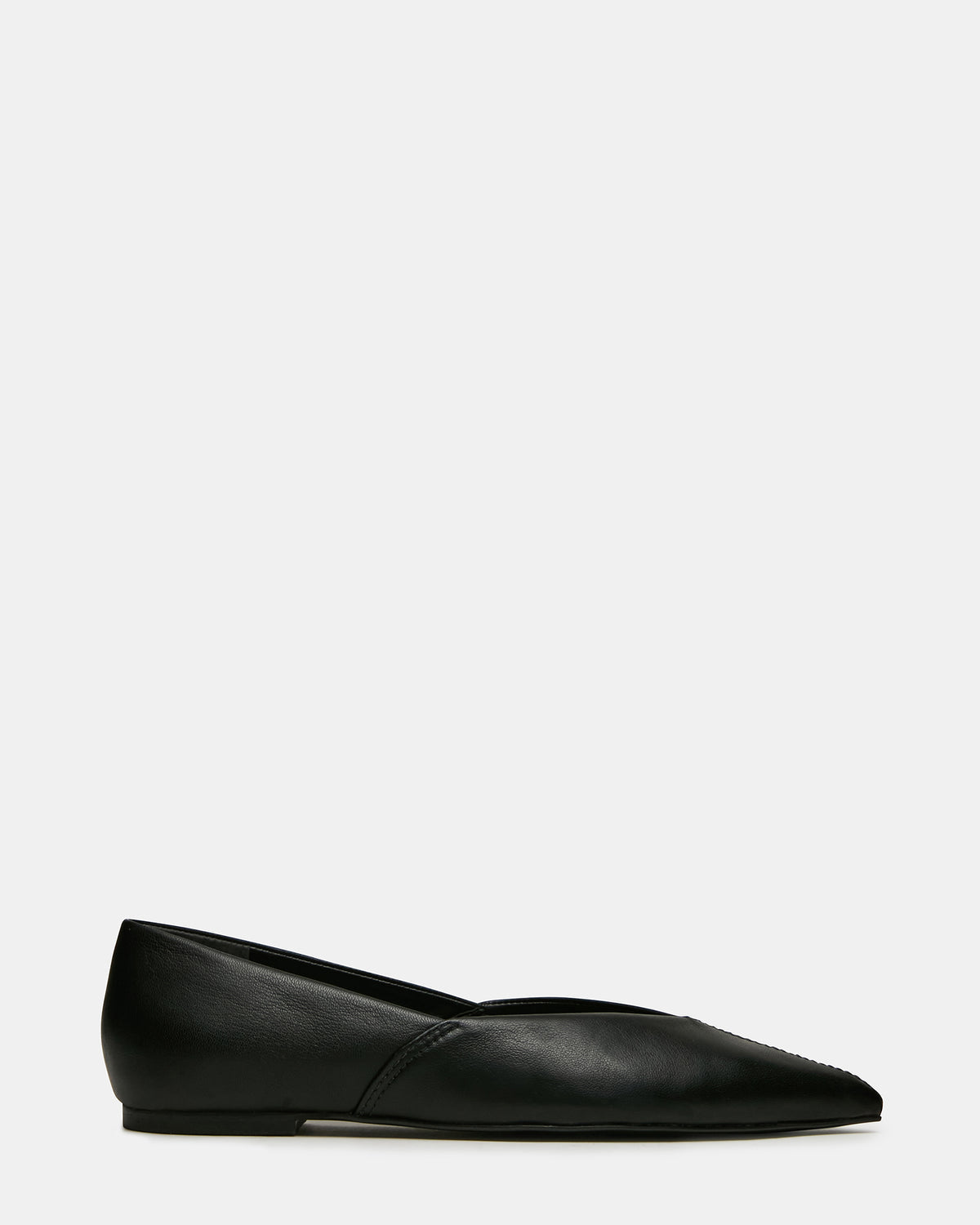 Steve Madden TOVI Black Leather Pointed-Toe Ballet Women's Flat