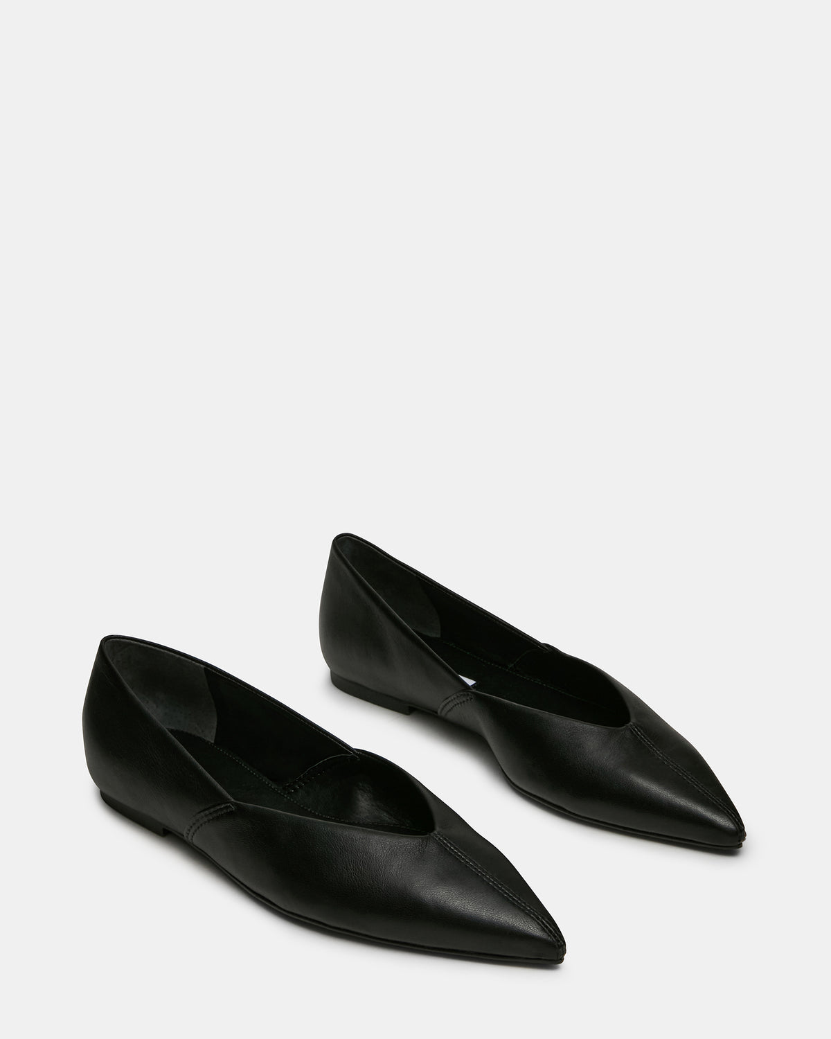 Steve Madden TOVI Black Leather Pointed-Toe Ballet Women's Flat