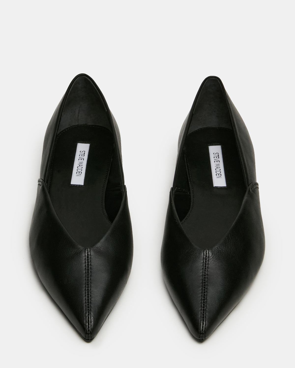 Steve Madden TOVI Black Leather Pointed-Toe Ballet Women's Flat