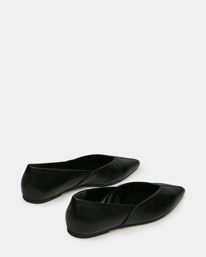 Steve Madden TOVI Black Leather Pointed-Toe Ballet Women's Flat