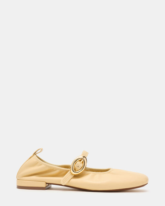 Steve Madden DAFFIA Butter Leather Mary Jane Gold-Detail Buckle Ballet Women's Flat