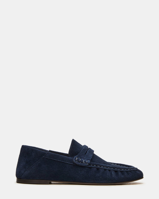 Steve Madden ROGER Navy Suede Slip-On Women's Loafer