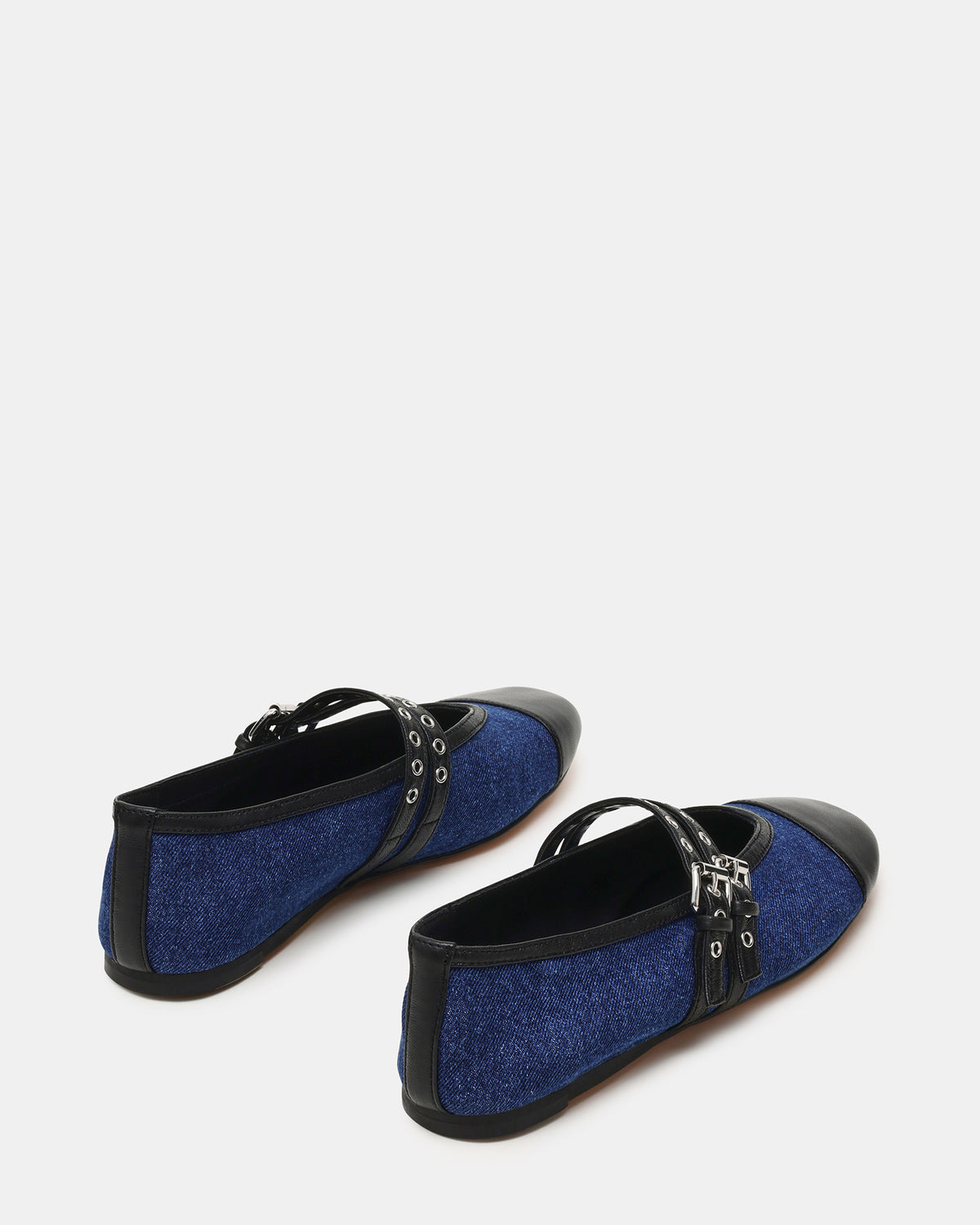 Steve Madden LYDIA Cap Black Denim Mary Jane Ballet Women's Flat