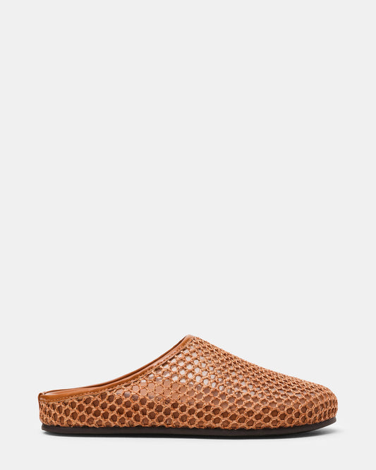 Steve Madden FERN Tan Raffia Mesh Mule Slip-On Round-Toe Women's Flat