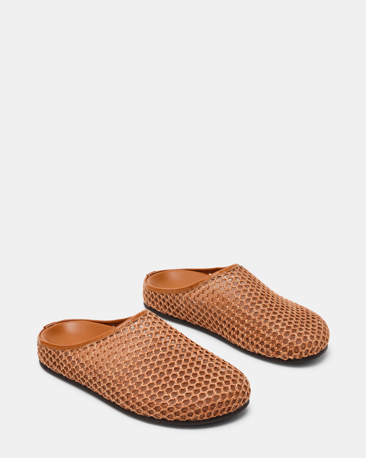 Steve Madden FERN Tan Raffia Mesh Mule Slip-On Round-Toe Women's Flat