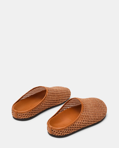 Steve Madden FERN Tan Raffia Mesh Mule Slip-On Round-Toe Women's Flat