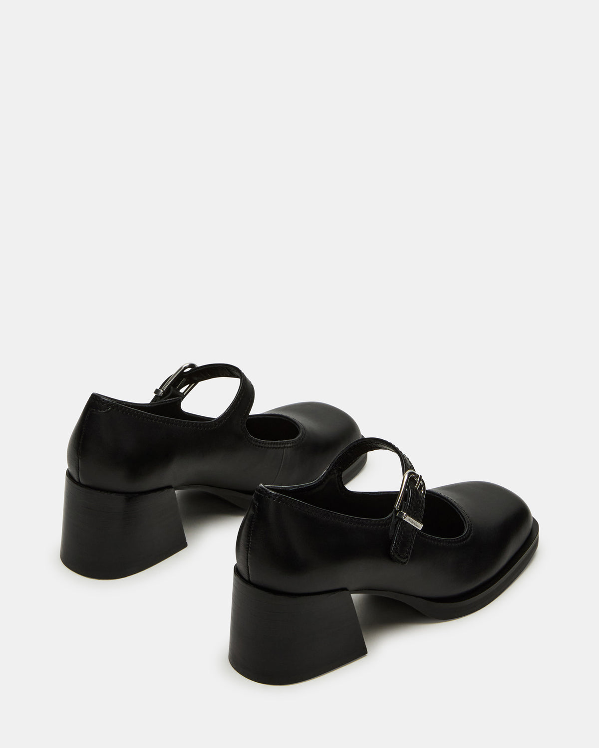 Steve Madden LISBON Black Leather Square-Toe Mary Jane Women's Loafer