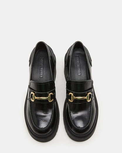 Steve Madden LAZRA Black Platform Lug Block Heel Women's Loafer
