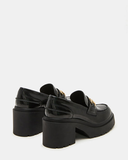 Steve Madden LAZRA Black Platform Lug Block Heel Women's Loafer