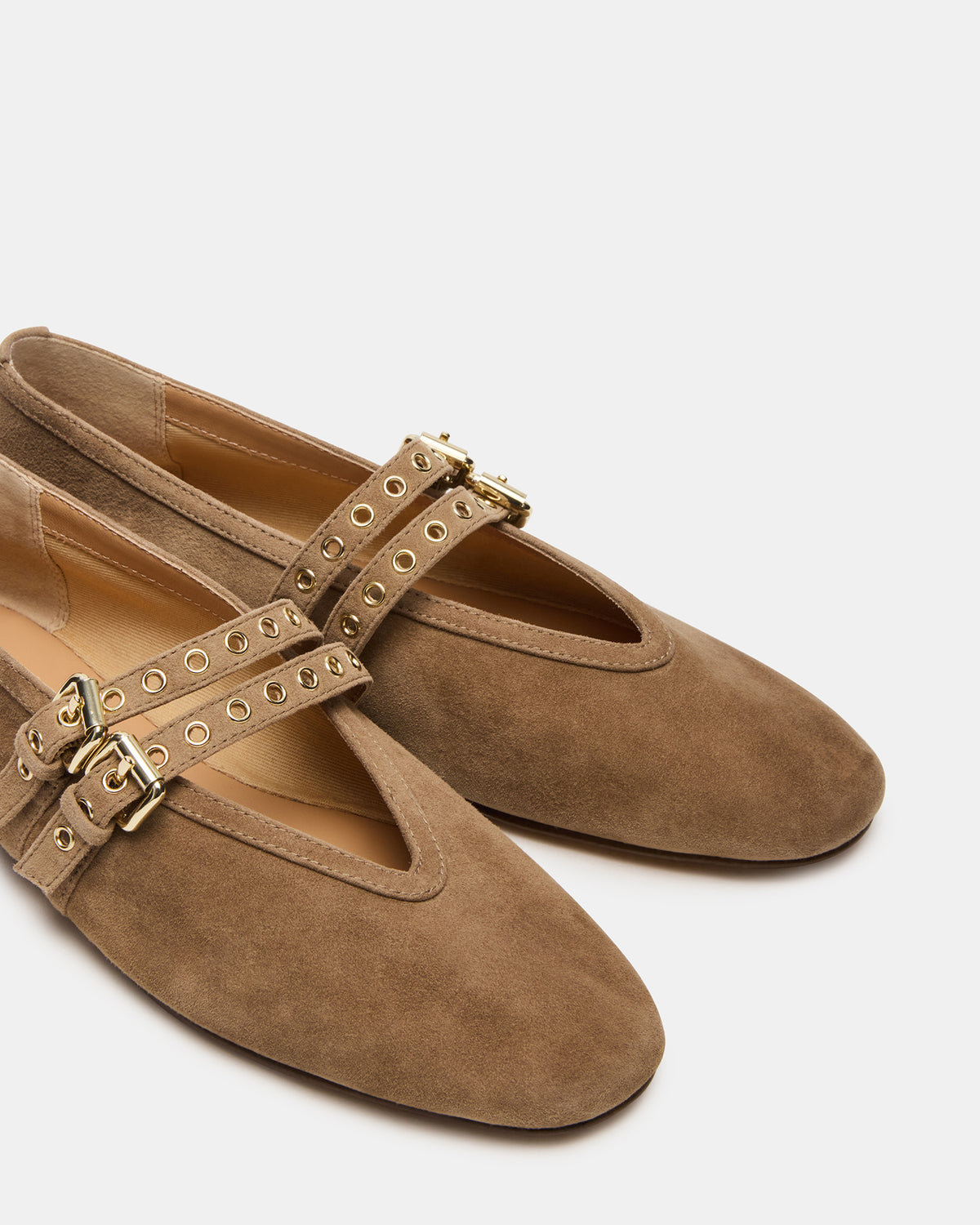 Steve Madden LYDIA Taupe Suede Square-Toe Mary Jane Ballet Women's Flat