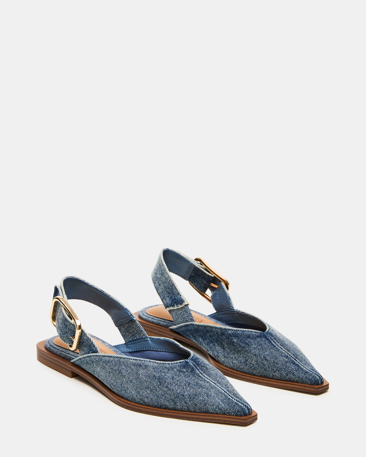 Steve Madden SHAY Denim Fabric Pointed-Toe Slingback Ballet Women's Flat