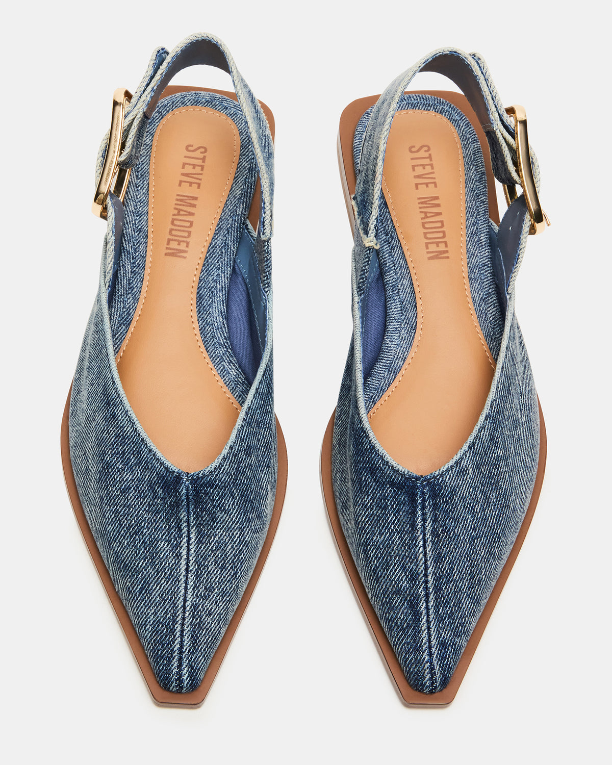Steve Madden SHAY Denim Fabric Pointed-Toe Slingback Ballet Women's Flat
