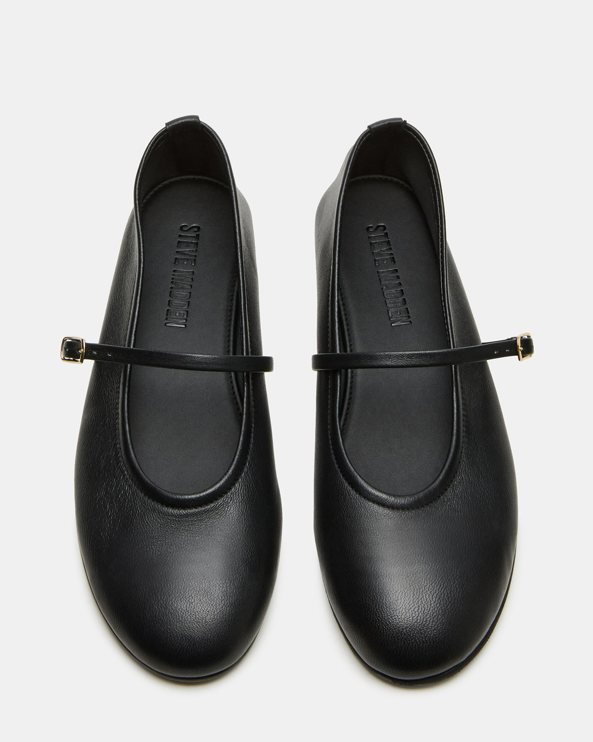 Steve Madden BESETTE Black Leather Mary Jane Ballet Women's Flat