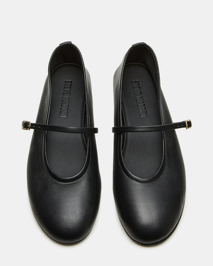 Steve Madden BESETTE Black Leather Mary Jane Ballet Women's Flat