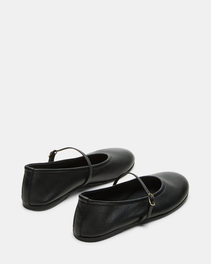 Steve Madden BESETTE Black Leather Mary Jane Ballet Women's Flat