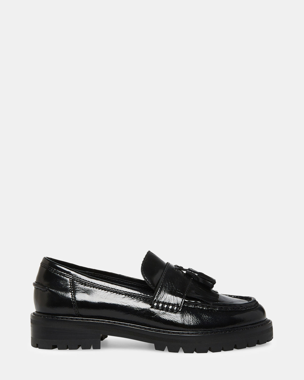 Steve Madden MINKA Black Leather Women's Platform Lug Sole Loafer