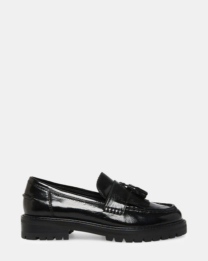 Steve Madden MINKA Black Leather Women's Platform Lug Sole Loafer